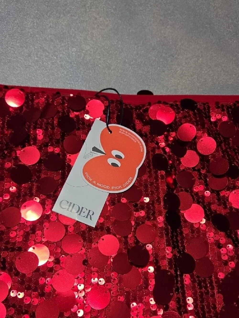 Cider Red Sequin Mini Skirt